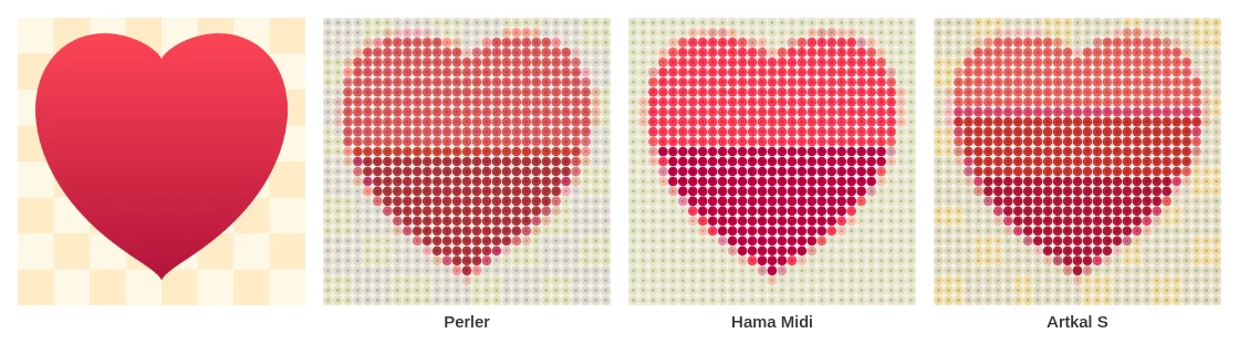 One picture turned into fuse bead patterns for Perler, Hama and Artkal beads